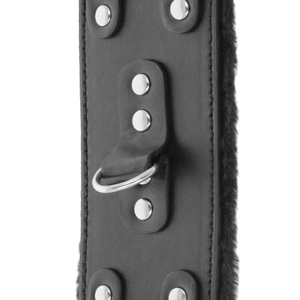 DARKNESS - SCHWARZE VERSTELLBARE LEDERHANDSCHELLEN MIT FUTTER - Handschellen für Frauen