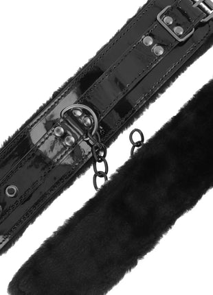 DARKNESS - SCHWARZE VERSTELLBARE LEDERHANDSCHELLEN MIT VORHNGESCHLOSS - Handschellen für Frauen