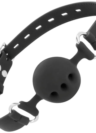 DARKNESS - SCHWARZER ATMUNGSAKTIVER SILIKON-KNEBEL - Ballgag
