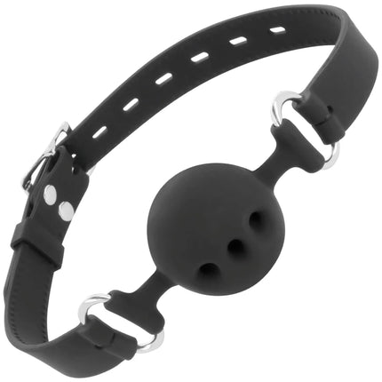 DARKNESS - SCHWARZER ATMUNGSAKTIVER SILIKON-KNEBEL - Ballgag