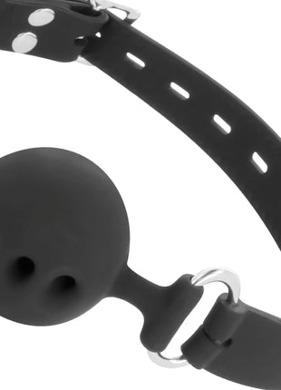 DARKNESS - SCHWARZER ATMUNGSAKTIVER SILIKON-KNEBEL - Ballgag