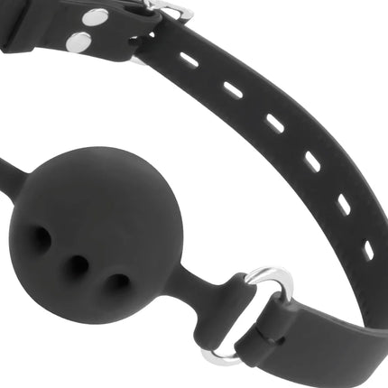 DARKNESS - SCHWARZER ATMUNGSAKTIVER SILIKON-KNEBEL - Ballgag
