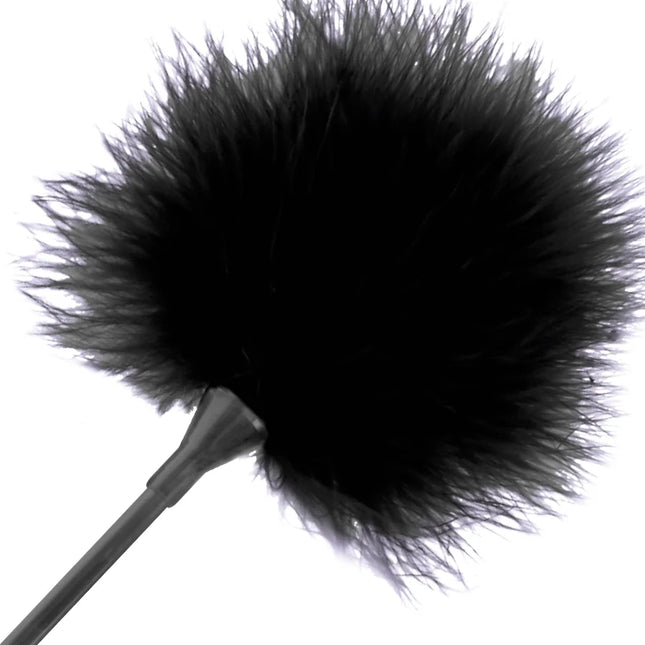 Schwarzer fluffy mikrofon windschutz mit schlankem metallstiel im produkt darkness schwarzer stimulierender stift 42 cm