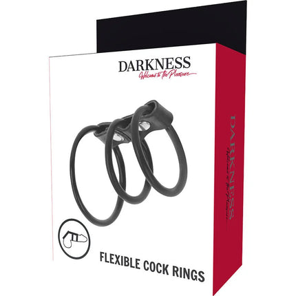 DARKNESS - SET AUS 3 FLEXIBLEN PENISRINGEN - Penisring ohne Vibration