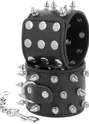 DARKNESS - SKULLS AND BONES SCHWARZE HANDSCHELLEN MIT SPIKES - Handschellen für Frauen