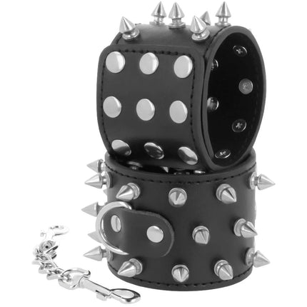 DARKNESS - SKULLS AND BONES SCHWARZE HANDSCHELLEN MIT SPIKES - Handschellen für Frauen