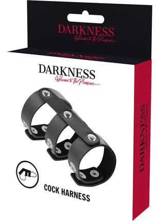 DARKNESS - VERSTELLBARER DOPPEL-PENIS- UND HODENRING AUS LEDER - Penisring ohne Vibration