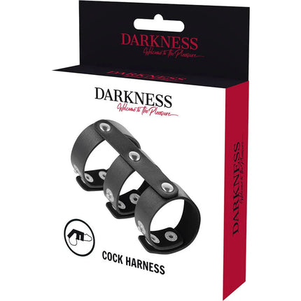 DARKNESS - VERSTELLBARER DOPPEL-PENIS- UND HODENRING AUS LEDER - Penisring ohne Vibration