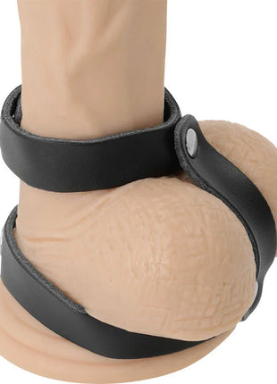 DARKNESS - VERSTELLBARER PENIS- UND HODENRING AUS LEDER - Penisring ohne Vibration