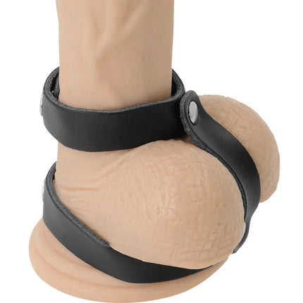 DARKNESS - VERSTELLBARER PENIS- UND HODENRING AUS LEDER - Penisring ohne Vibration
