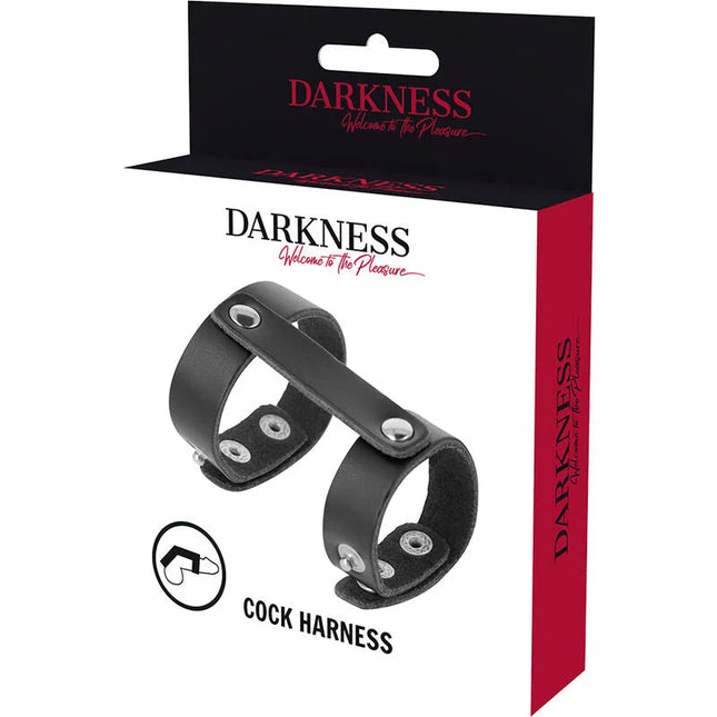 DARKNESS - VERSTELLBARER PENIS- UND HODENRING AUS LEDER - Penisring ohne Vibration