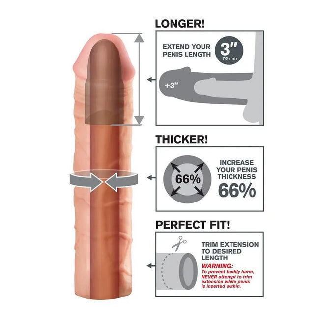 FANTASY X- TENSIONS - MEGA 3 EXTENSION FLESH - Penishüllen mit Verlängerung