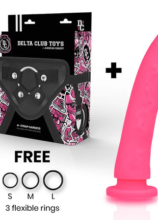 DELTA CLUB - TOYS GURT + DONG ROSA SILIKON 20 CM -O- 4 CM