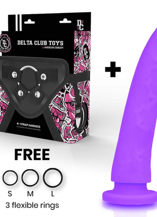 DELTA CLUB - TOYS HARNESS + DONG LILA SILIKON 23 CM -O- 4.5 CM