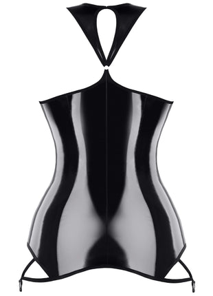 Demoniq – Schwarzes brustfreies Lack-Minikleid (TDXanna001) - Sexy Kleider
