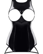 Demoniq – Schwarzes brustfreies Lack-Minikleid (TDXanna001) - S / Black - Sexy Kleider