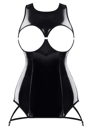 Demoniq – Schwarzes brustfreies Lack-Minikleid (TDXanna001) - S / Black - Sexy Kleider