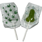 Grüner cannabis-lutscher mit aromatischer folie aus der serie diablo goloso penis lutscher