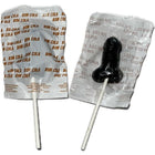 Schwarzer novelty lutscher in silberfolie mit ron cola aufdruck diablo goloso 1 penis lutscher 10 % alkohol