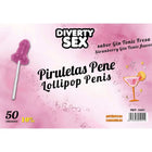 Pink lutscher in penisform mit weißem stiel von diablo goloso mit gin tonic und erdbeergeschmack 10% alkohol