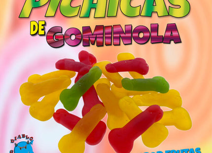 Diablo goloso frucht-gummischeiben bunte durchsichtige gummibonbons in knochenform rot gelb grün