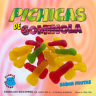 Diablo goloso frucht-gummischeiben bunte durchsichtige gummibonbons in knochenform rot gelb grün