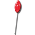 Ein glänzender roter DIABLO GOLOSO gummy lip lollipop mit glatter leicht strukturierter oberfläche und dünnem silbernen stiel