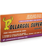 Orange und lila karton mit pollargol super 1000mg tabletten und gelbem cartoon hund für diabolo goloso süßigkeiten box
