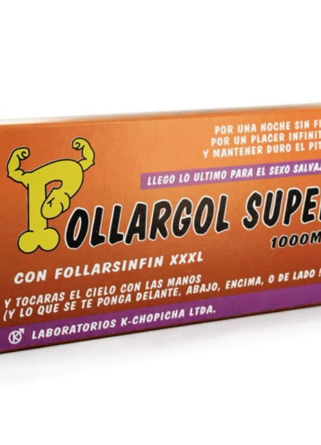 Orange und lila karton mit pollargol super 1000mg tabletten und gelbem cartoon hund für diabolo goloso süßigkeiten box