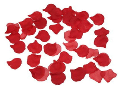 Eine sammlung lebendiger roter zarter stoffrosenblätter im produkt diablo picante 100 rote blütenblätter