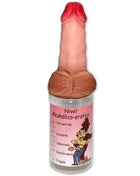 Eine rosa und braune silikonflasche mit der aufschrift nivel alcohólico-erótico und cartoonillustration diablo picante 360 ml