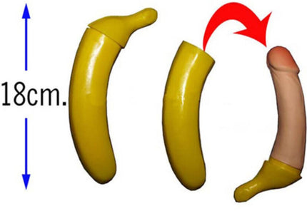 Diablo picante bananenpenis gelbes bananenförmiges kondom mit realistisch hautfarbenem spitzen und glatter oberfläche