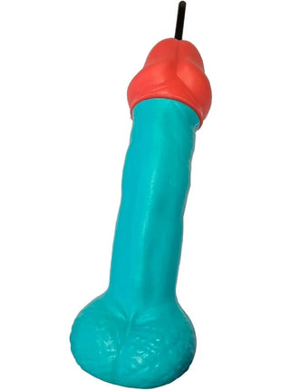 Teal und roter plastik diablo picante trinkhalter mit schwarzem strohhalm aus kunststoff für partyspaß