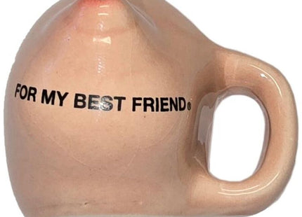 Beiger keramiktasse in brustform mit schwarzem text für meine beste freundin von diablo picante