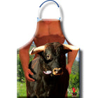 Diablo picante bull schürze mit schwarzem stiermotiv und muskulösem oberkörperdruck für grillfans