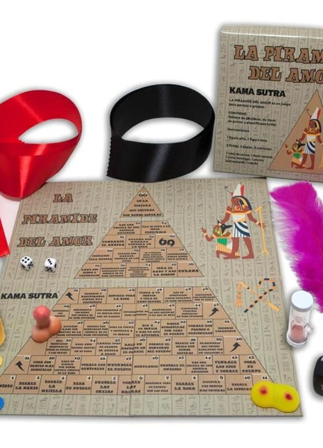 Das spiel diablo picante pyramide der liebe zeigt ein spielfeld mit ägyptischem pyramidenmotiv in beige und braun
