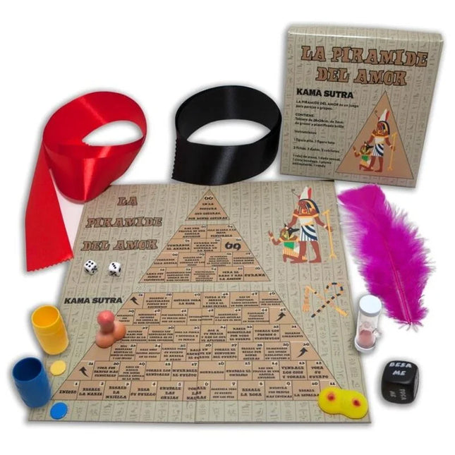 Das spiel diablo picante pyramide der liebe zeigt ein spielfeld mit ägyptischem pyramidenmotiv in beige und braun