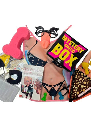 Pink schaumstoff phallus mit schwarzer brille und orangefarbener nase aus diablo picante erotik-überraschungsbox für sie 15 x 15