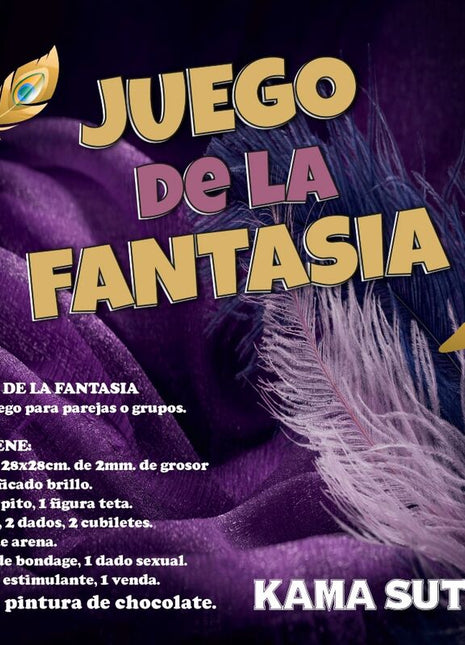 Diablo picante fantasies-spiel von kama sutra mit lila federspielbrett und gold-pinkem text