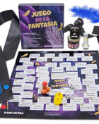 Brettspiel juego de la fantasía von kama sutra mit nummeriertem spielfeld und bunten spielsteinen zum fantasiespiel diablo picante