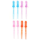 Set aus 8 farbigen plastik novelty gabeln in blau pink und orange für diabolo picante penis-spieße