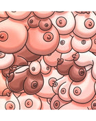 Diablo picante farbiges mauspad mit cartoonartigen rosa und braunen brust-mustern in dichter wiederholung
