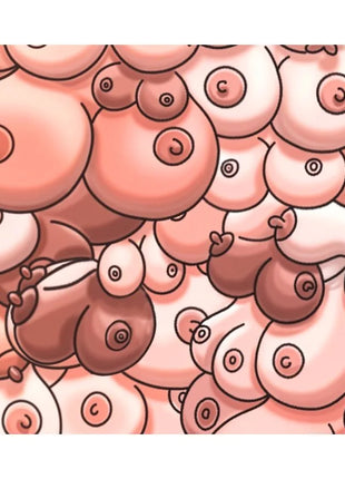 Diablo picante farbiges mauspad mit cartoonartigen rosa und braunen brust-mustern in dichter wiederholung