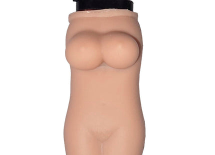Beige silikon feuerzeughalter in weiblichem torso design mit schwarzem metallkopf für diablo picante feuerzeug