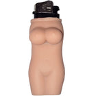 Beige silikon feuerzeughalter in weiblichem torso design mit schwarzem metallkopf für diablo picante feuerzeug