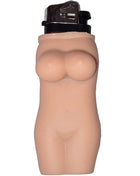 Beige silikon feuerzeughalter in weiblichem torso design mit schwarzem metallkopf für diablo picante feuerzeug