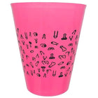 Hellrosa plastikbecher 500 ml mit schwarzen doodle-stil penis mustern diablo picante fuchsia cup