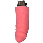 Diablo picante fuchsia penis-feuerzeug mit pink silikonüberzug und metallischem oberteil