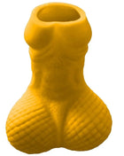 Gelbes silikon schnapsglas diablo picante in novelty form eines menschlichen torsos mit gerundetem, texturiertem po