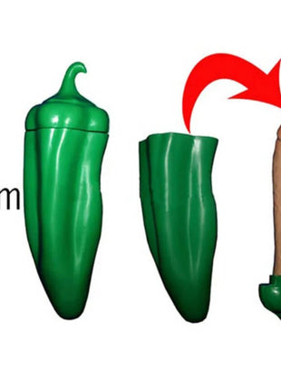 Grüner plastik-pfefferförmiger spielzeug mit einem beige farbigen inneneinsatz diablo picante product